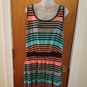 TORRID Coral & Teal Striped Tank Dress Size 2